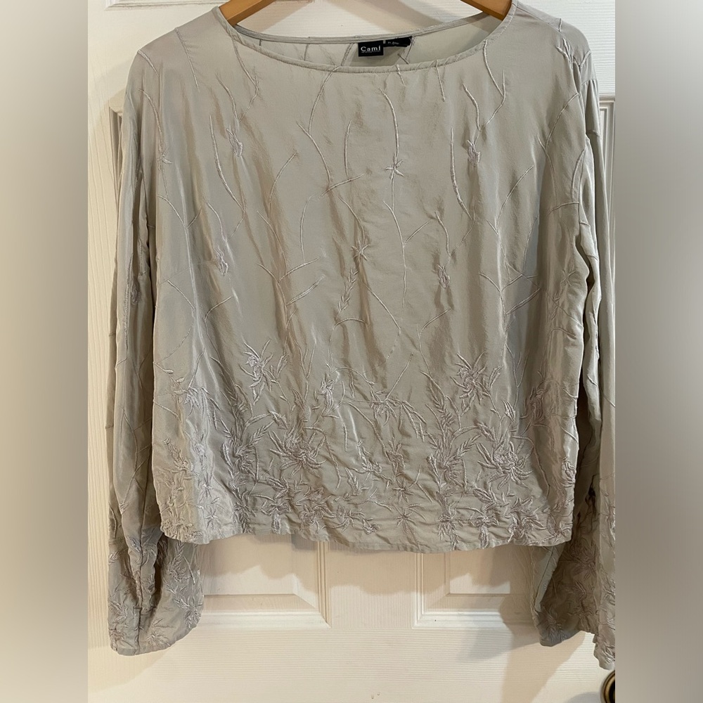 Silk Embroidered Blouse. Size L